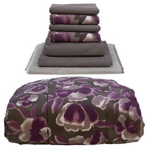 Gold Coast 8 pc Bed in a Bag Calera Purple Floral Comforter Set, Full